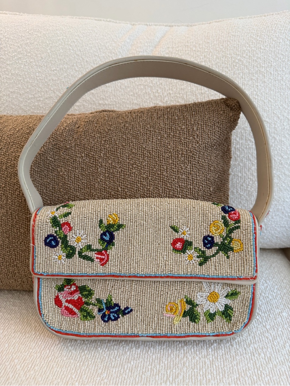 STAUD Cream Beaded Floral Shoulder Bag - Picture 2 of 9